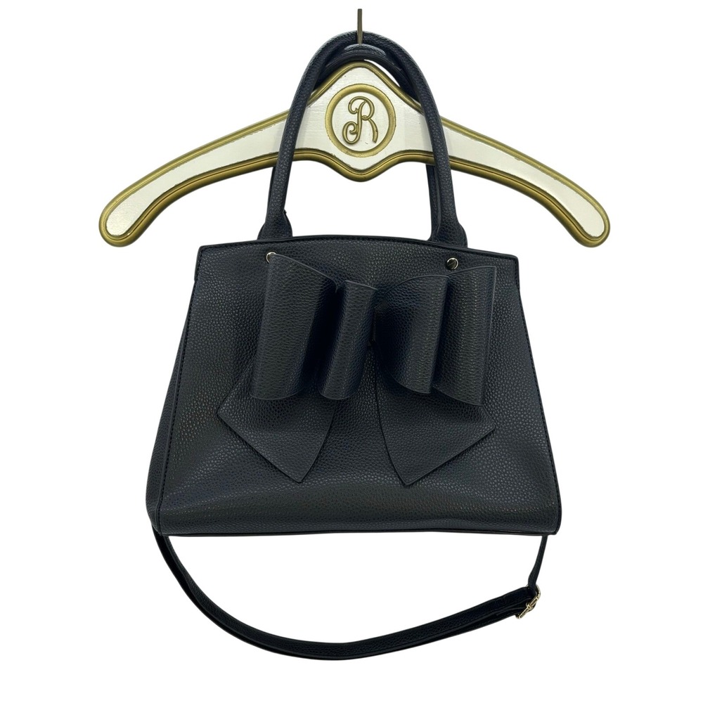 Grossi Satchel Handbag Black Bow Accent Crossbody Bag Coquette